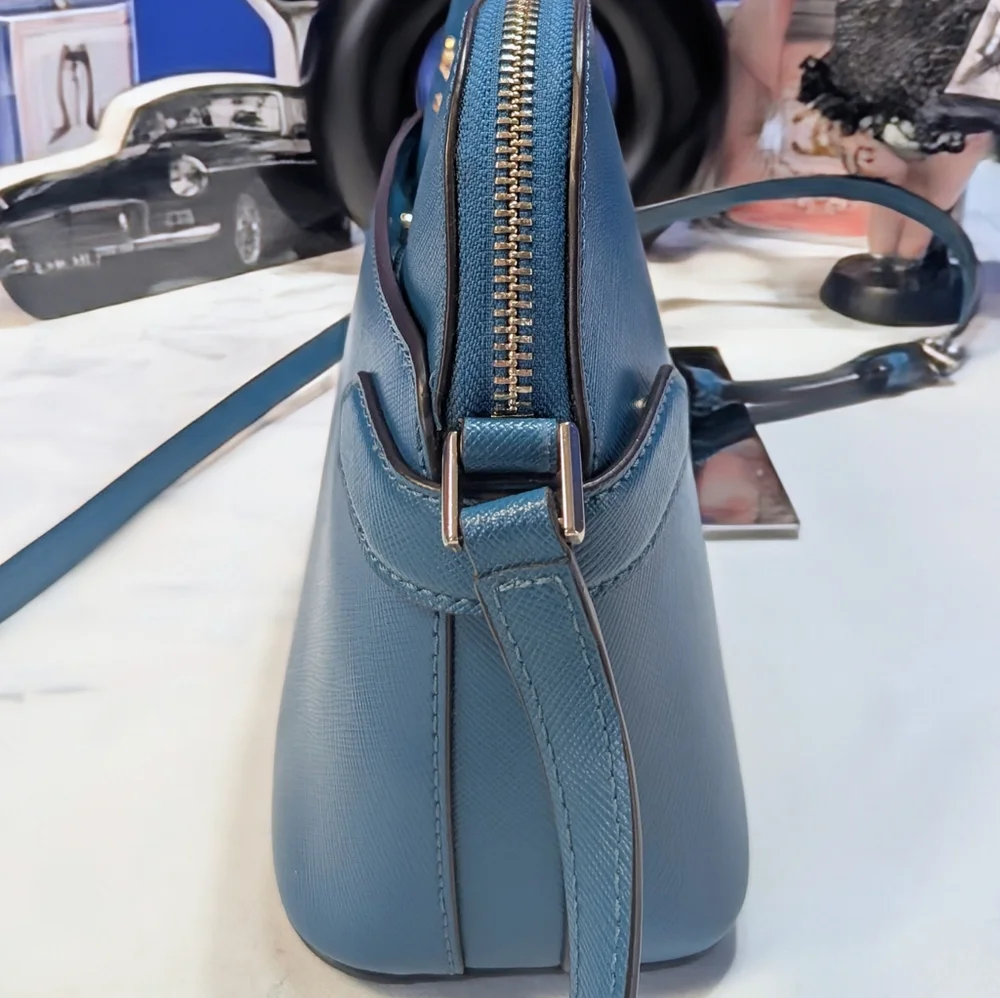 Kate Spade Staci Dark Turquoise Blue Leather Dome Crossbody Bag - NEW!